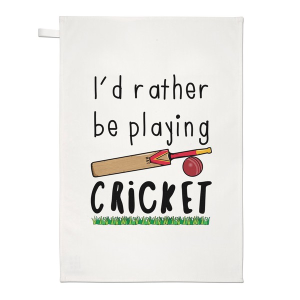 I'd Eher Sein Playing Kricket Geschirrtuch SpüLlappen - Lustig Sport-image