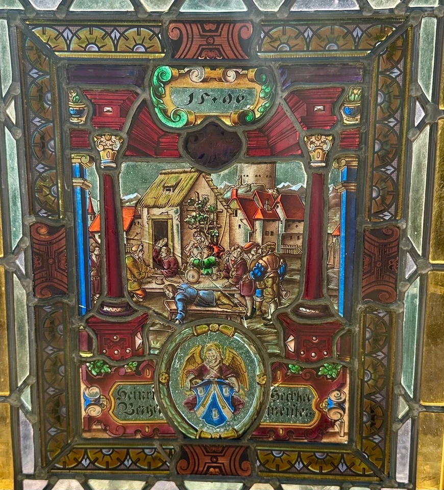 Vitraux (la paire) suisse renaissance XVIII eme - Photo 2/4