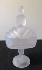 Vintage Depression 1930 Frosted Crystal Ballerina Powder Jar