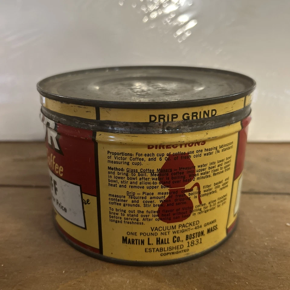 RARE Vintage Victor Ripe Coffee Can Tin 1954 ANNIVERSARY SALE 5 Cents Off - Image 2 of 4