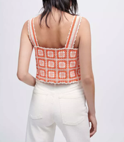 Maje Top Orange Strick Gr. 38 FR / M Damen Tank Top ÄRmellos MFPTO00775