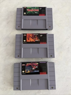 SNES Game Lot Lion King, Jungle Book, Aero The Acrobat Authentic Tested