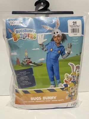 Looney Tunes Bugs Bunny Builders Halloween Costume Sz 2T JumpSt, Head Pc, Gloves