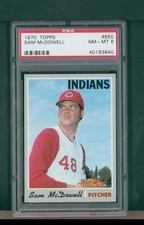 1970 Topps Baseball Card - #650 Sam McDowell High Number, PSA 8 NM/MT