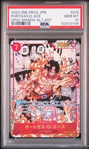 MANGA PORTGAS D. ACE One Piece 2022 Paramount War Japanese OP02-013 SR PSA 10