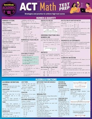 Akt Mathe Test Vorbereitung: eine QuickStudy laminierte Referenz G - NEU Stephen Reiss 202