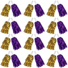 24PCS Cheerleading Pom Poms Bulk Metallic Foil Pom Poms with Baton Handle for...