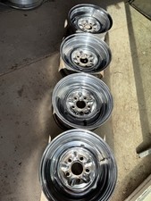 Vintage 14x6 Chrome Reverse Smoothie Wheels 5 Lug Made In Usa Deep Dish Rat Rod