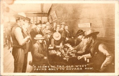 RPPC Faro Gambling Game Scene Old West Nevada Saloon Interior