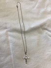Sterling Silver Cross with Clear Stone with 16"  Sterling Silver Chain — photo 2