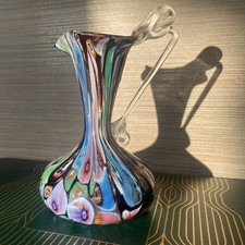 Murano Glass Millefiori Bud Vase Mini Pitcher Hand Blown Italian Art Glass 10cm