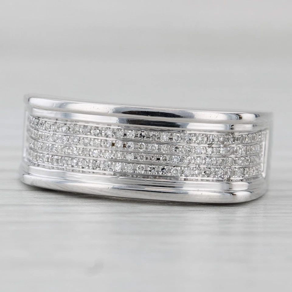 0.32ctw Diamond Men's Wedding Band 10k White Gold Size 10.5 - Image 2 of 4