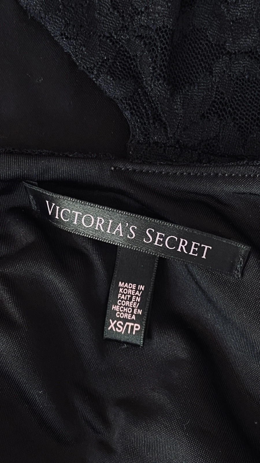 UNDERCOVER Mini abito nero Victoria's Secret pizzo XS manica lunga schiena aperta bodycon trasparente