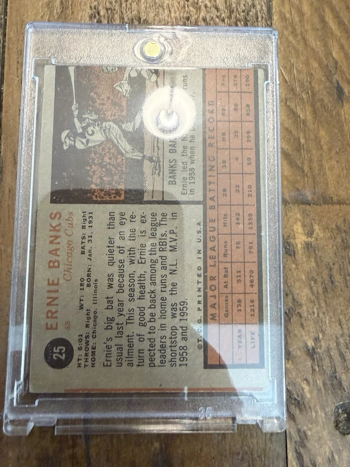 1962 Topps - Эрни Бэнкс No25 - Изображение 2 из 2