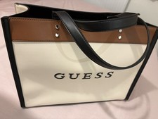 GUESS Large Tote Bag Cream & Brown Shopper – Brand New With Tags