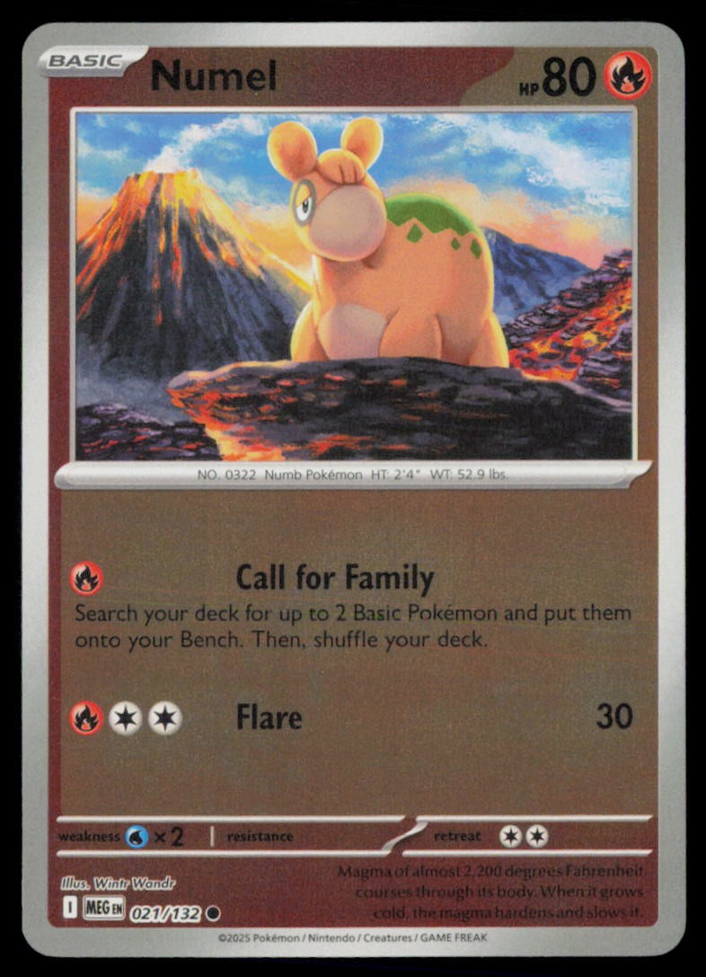 NUMEL 021/132 MEGA EVOLUTION REVERSE HOLO POKEMON CARD NEAR MINT