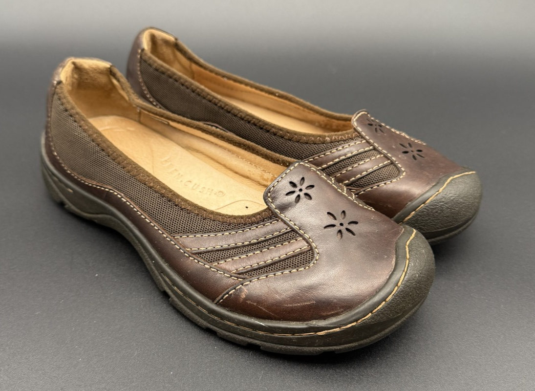 Scarpe Keen donna taglia 7 slip on comode pelle taglio fiori imbottite casual