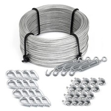 DRAHTSEIL SET 5m - 100m Stahlseil 3 - 8mm Kauschen Klemmen Spannschloss verzinkt