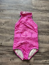 Balera Hot Pink Sequin Halter Dance Leotard Costume