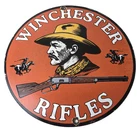 Vintage Winchester Rifles Sign - Hunting Ad Gas Pump Porcelain Sign