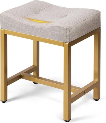 Saddle Seat Vanity Stool, Makeup Stool Chair with Metal Leg, U-Shaped Ottoman