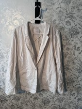 LC Lauren Conrad Linen Blend White Blazer XL Notch Lapel One-Button Lined