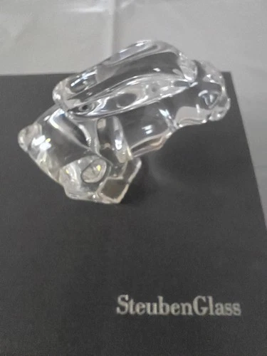Steuben Glass Hare Hand Cooler 5579 with box and bag Mint Numbered/ Signed