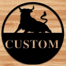Customized Metal Bull Taurus Farmhouse Ranch Name Address Sign Decorative Gift