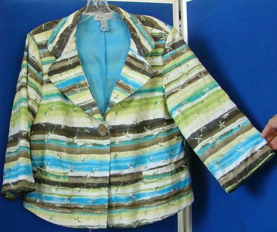 EUC Trendy BLAZER  Top by ANALOGY Embroidered FABRIC w.Pockets Sz XL Lined