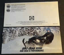 1990 SKI-DOO MACH 1 FULL LINE SNOWMOBILE SALES BROCHURE 3 1/2" x 7" 744