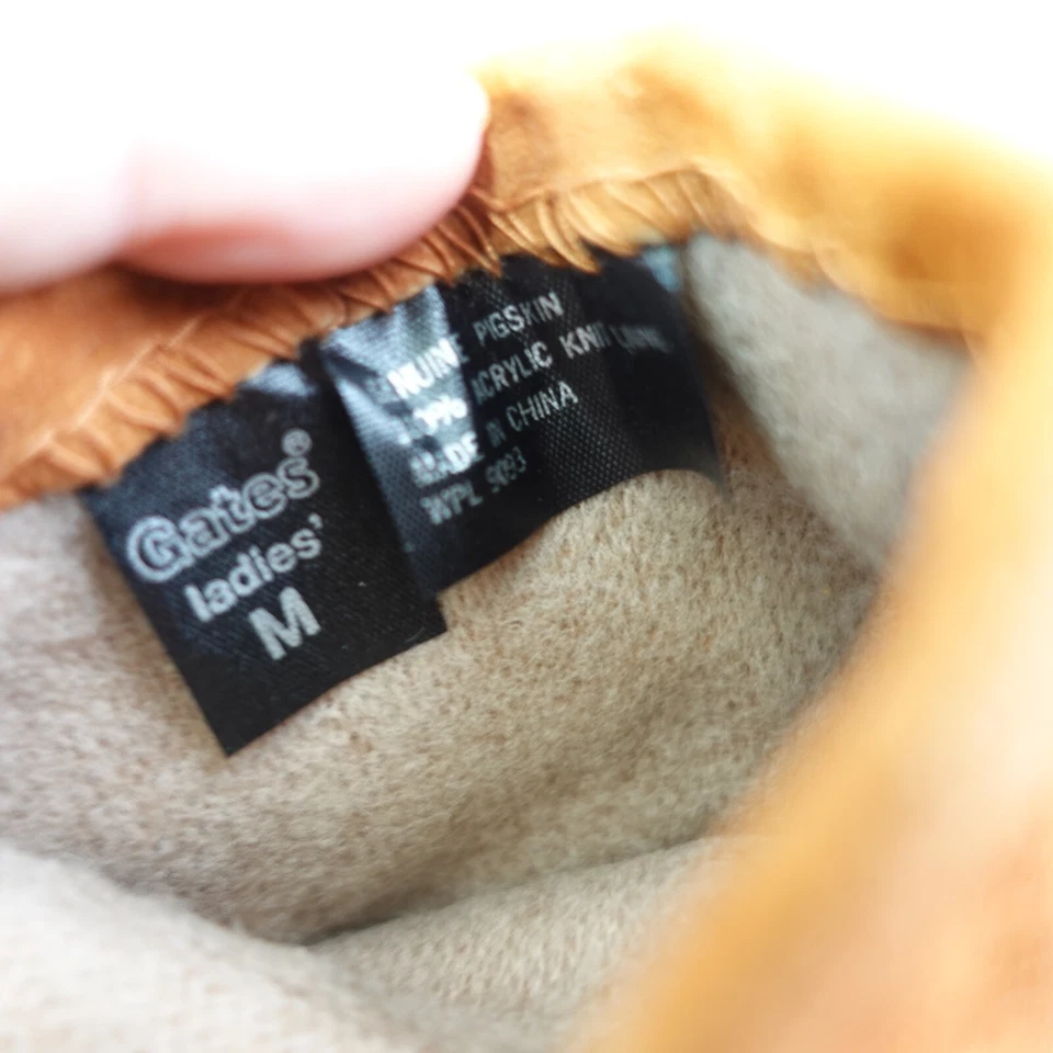 Suede Winter Gloves Women Medium Tan Brown GATES Genuine Leather Pigskin Classic - Image 4 of 4