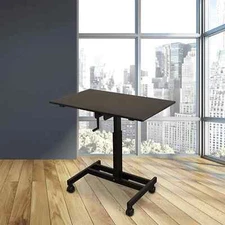 Stand Up Desk Store Crank Adjustable Height Single Column Rolling Mobile Standin