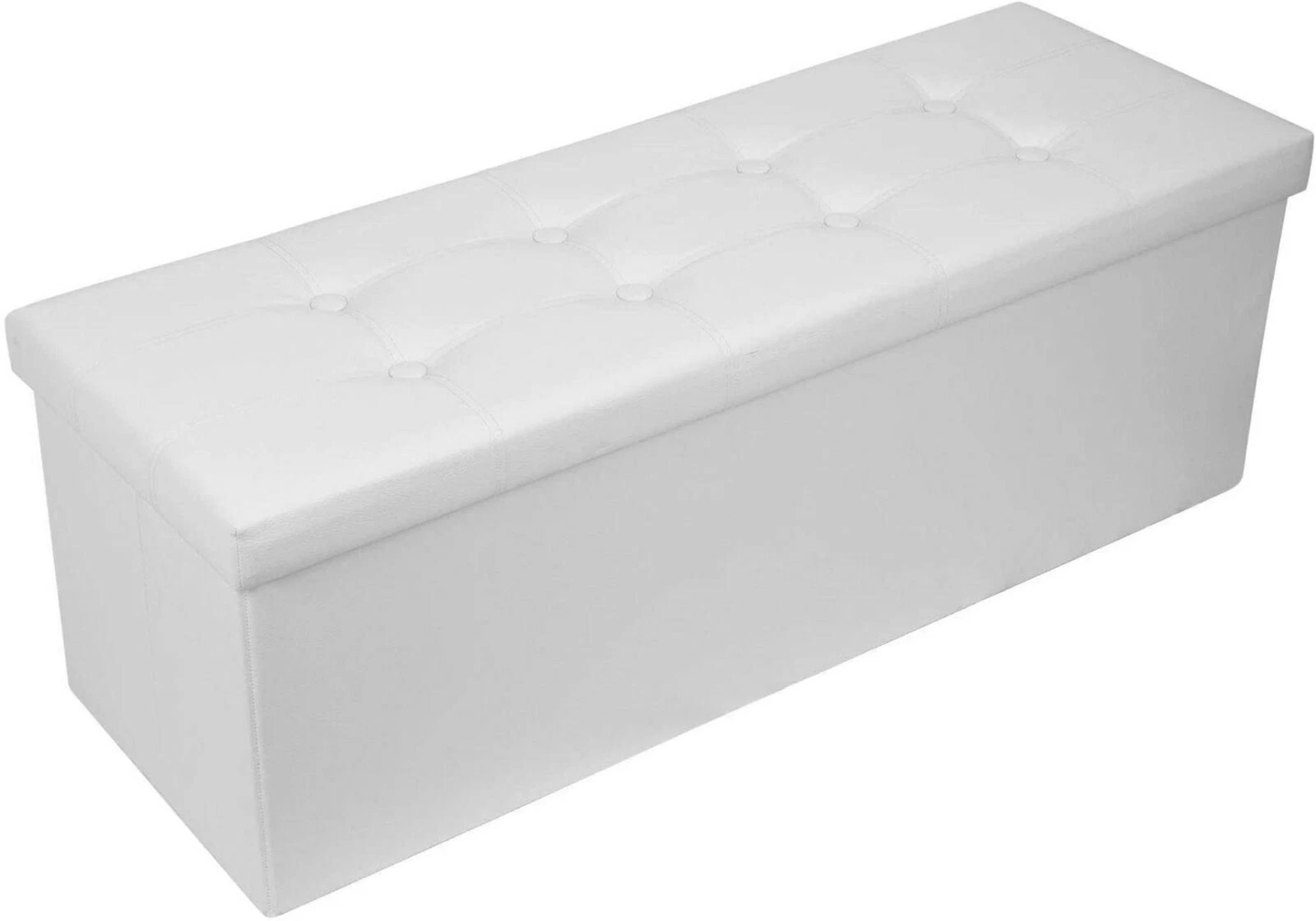 Faux Leather Folding Storage Ottoman Bench 43 inch - White image 5