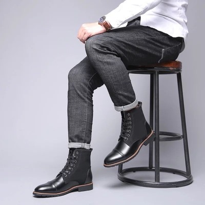 Zapatos Botas en Piel de Vestir Para Hombre Elegantes Casuales Calzado  Botines | eBay