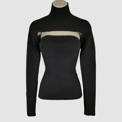 $1150 Tom Ford Women Black Wool TurtleNeck 2-Piece Cutout
