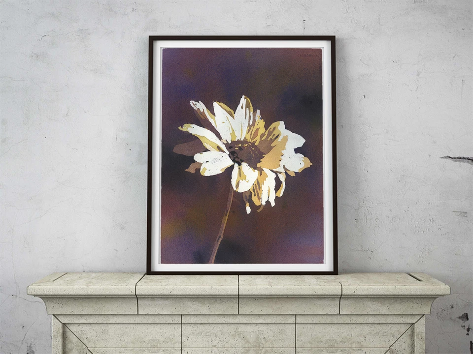 Watercolor painting sunflower floral home artwork fine art home decor (print) - Image 2 of 4