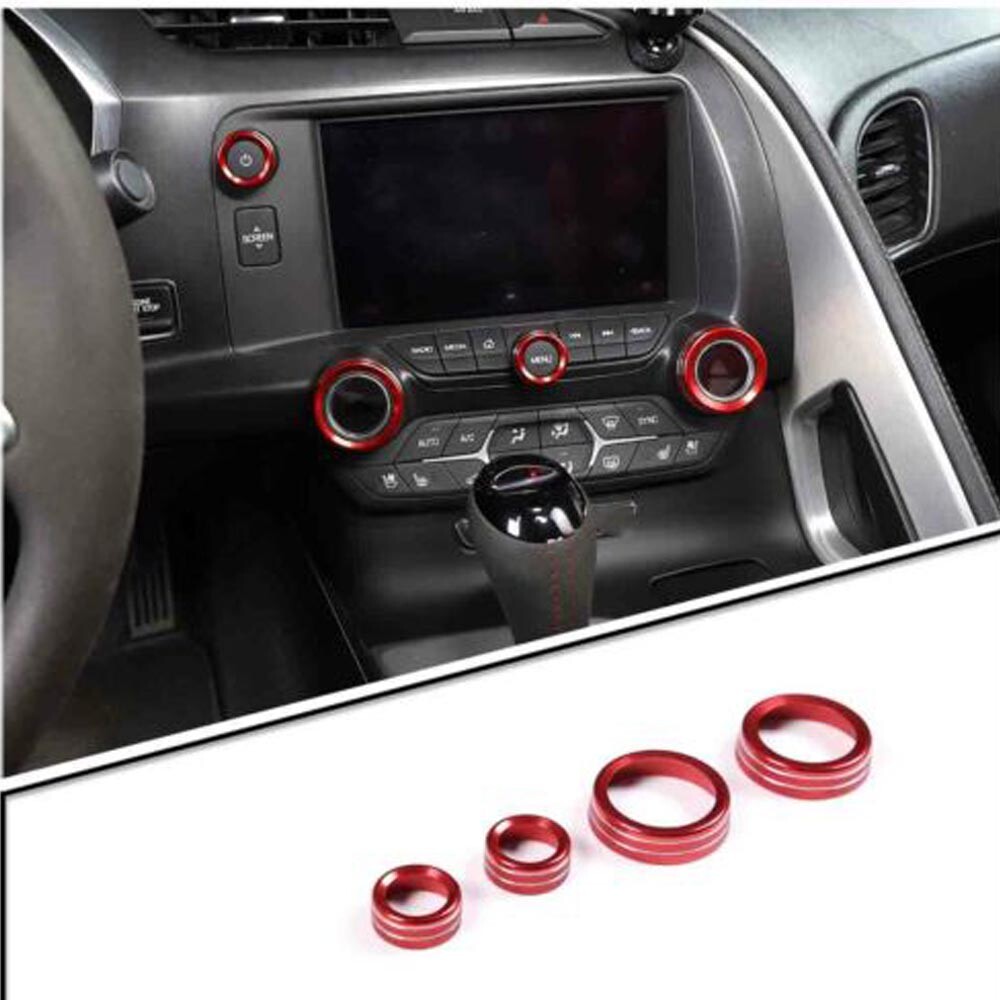 Red AC Switch Volume Button Trim Ring Knob for Corvette C7 14-19 Accessories