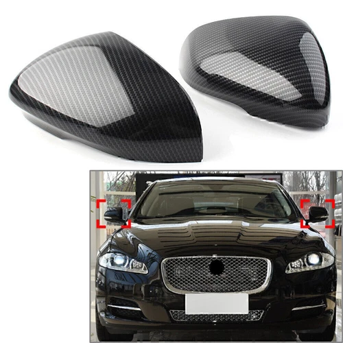 1Pair Rear Outside Mirror Cover Cap For Jaguar XJ XF XK XE etc Carbon Fiber