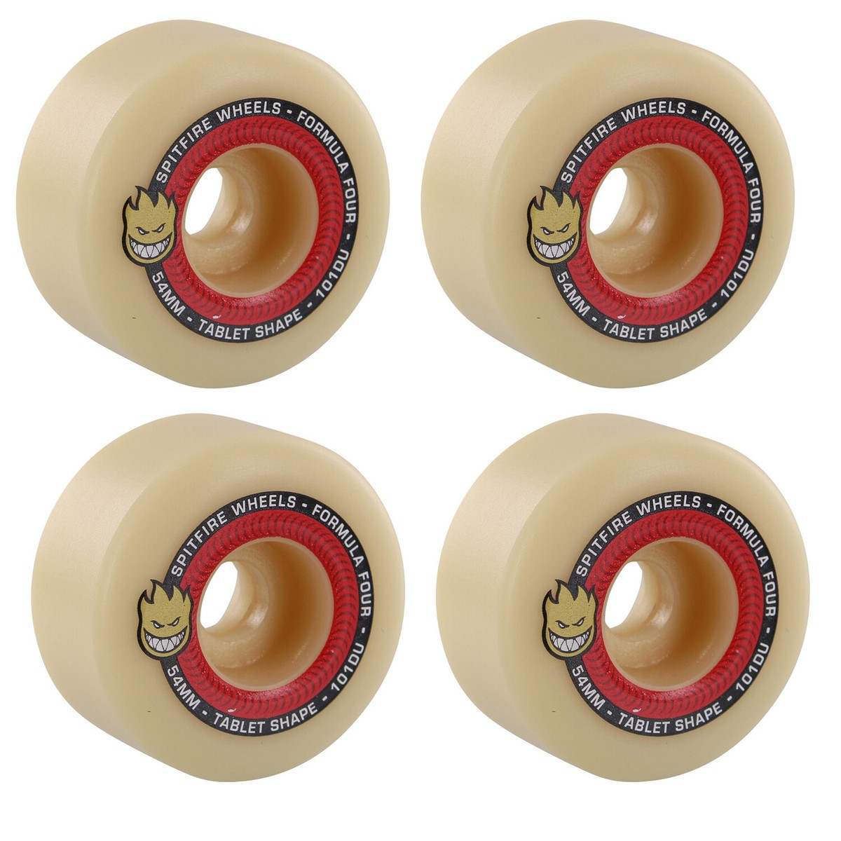 Spitfire Skateboard Wheels F4 Tablets 101A 54mm + Bones Swiss 