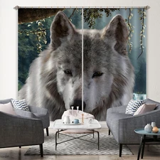 3D Grey Wolf ZHUA3750 Animal Photo Curtain Window Blockout Fabric Amy 2023