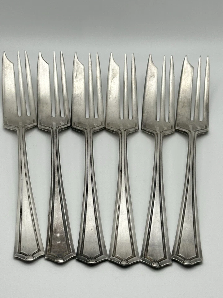 Rogers 1881 A1 Cake Desert Fork Set Of 6 Patented March 1920 Salem Pattern - Imagem 2 de 4