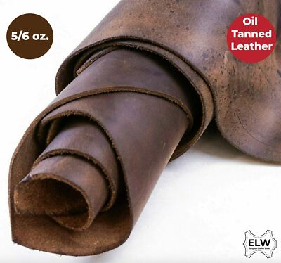 ELW Sable Brown Oil Tan Cowhide Full Grain Leather Pre-Cuts 6'' to 48'' 5/6 Oz