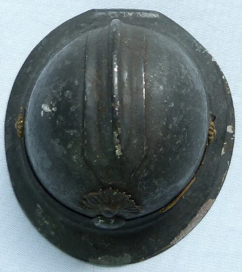 WW1 FRENCH MILITARY POILU SOLDIER'S HELMET INKWELL #1 - image 4 of 4