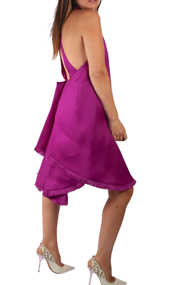 Chado Ralph Rucci Purple Silk Layered Tiered Halter Shift Backless Dress  Size S | eBay