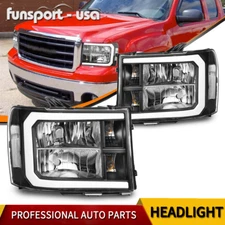 LED DRL Tube Headlight For 2007-2013 GMC Sierra 1500 2500HD 3500HD Headlamps