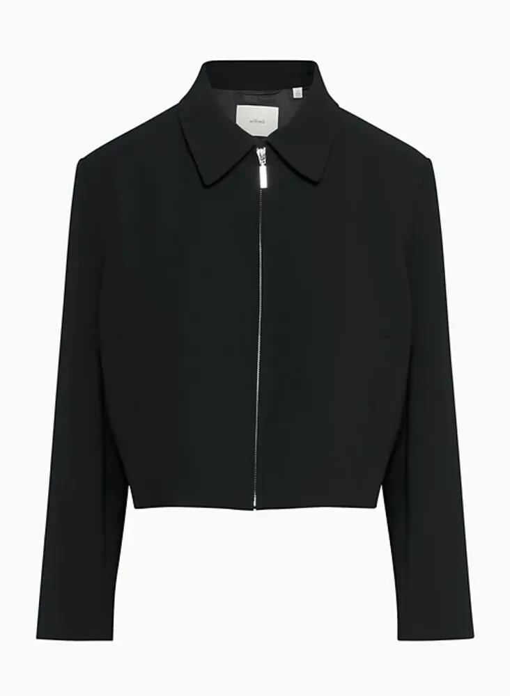 Aritzia Wilfred Smokes Jacket Relaxed Crepe Zip-up Jacket in Black Size L