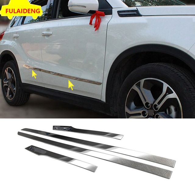 4x For Suzuki Vitara 20162019 Stainless Steel Body Side Door Molding