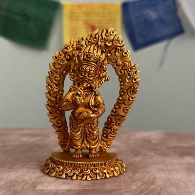 Full Gold Plated Mahakala Statues, Copper Statues Gold Plated
