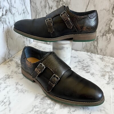 ROBERT WAYNE Thane Distressed Leather Double Monk Strap Loafers Beaumont Double Monk Loafer // Terra Dusk Brown Suede  main image 4