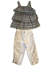 Hanna Andersson Striped Layer Top Zip Button Pants Sz 110 New